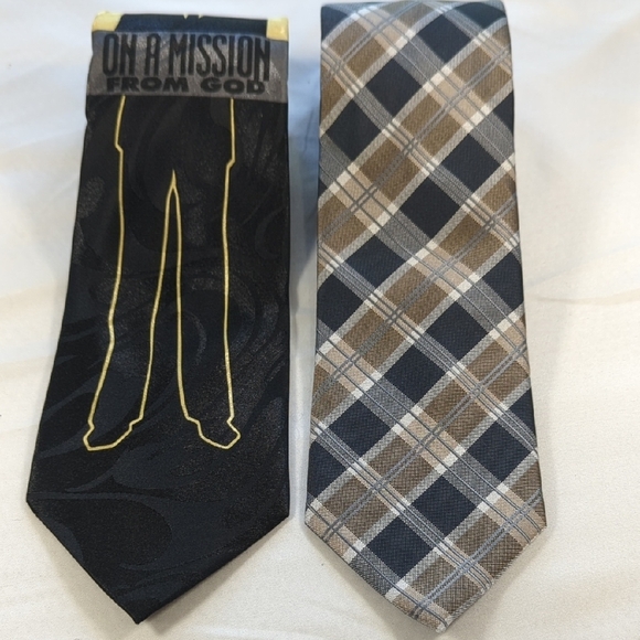 Geoffrey Beene Blue and Brown Plaid Tie, Also Blues Brothers Tie!! NEW... - Picture 1 of 12